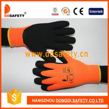 Fluorescence Acrylic with Napping Liner Black Latex Foam Coated Gloves